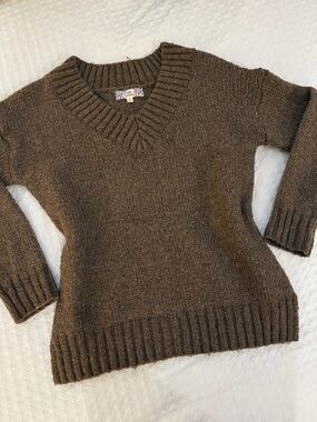 Pink Republic Women's V-Neck Sweater in Brown